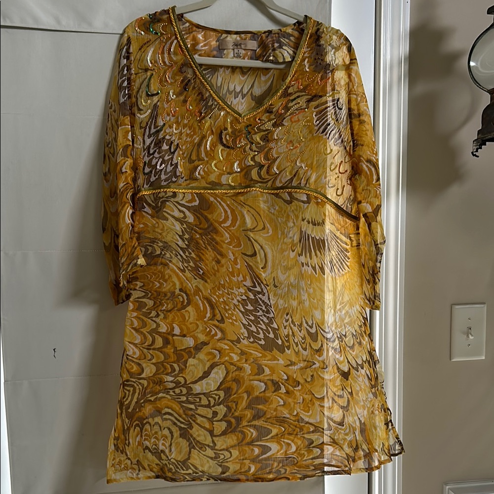 Elegant Yellow Patterned Women's Top by Motto